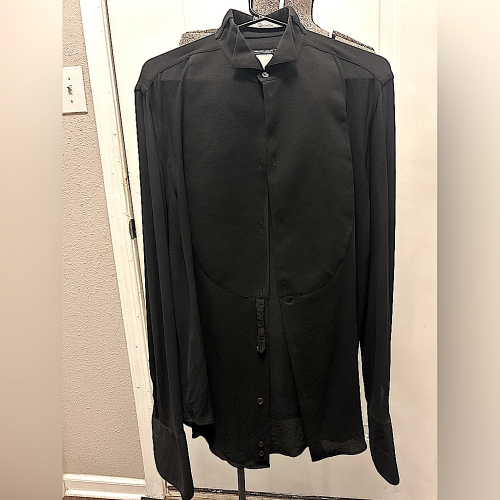 Antique, Authentic “GIORGIO ARMANI” Marcella Pique Bib Tuxedo Shirt. Rare Sample
